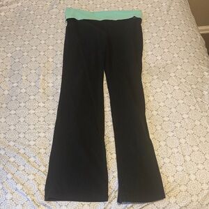 Victoria's Secret Black Leggings with Mint Waistband